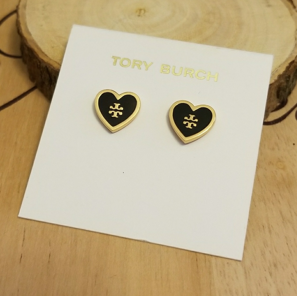 Tory Burch enamel heart earrings